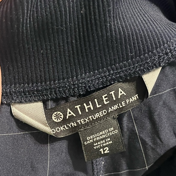 Athleta Brooklyn Textured Ankle Pant Navy Blue Windowpane 12 - Picture 5 of 9